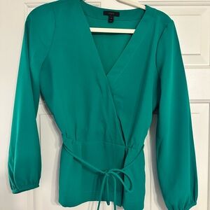 J Crew emerald green Wrap Blouse